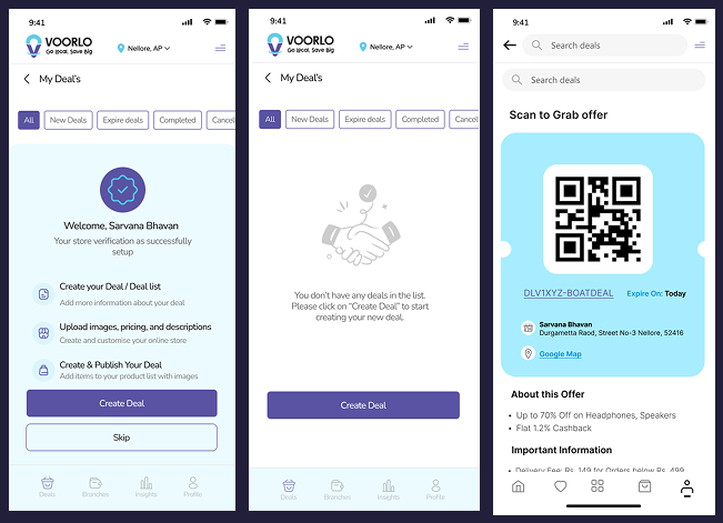 Voorlo account setup flow screens